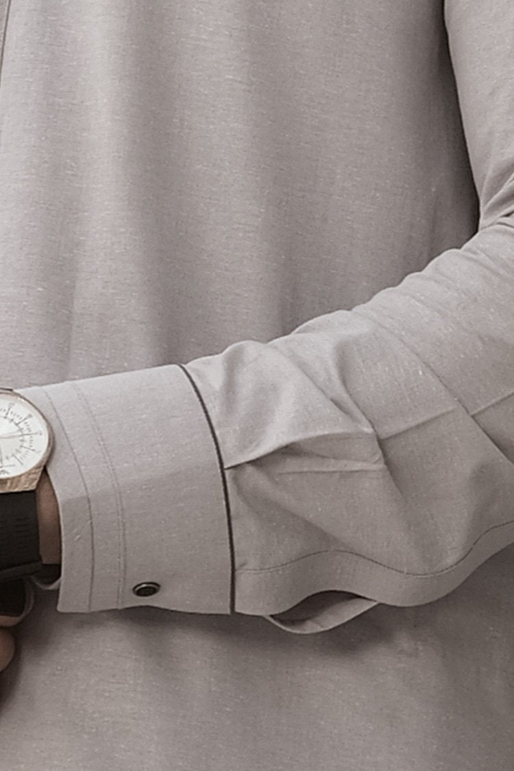 Light Grey Blended Kameez Shalwar - AL-KS-2480-R1