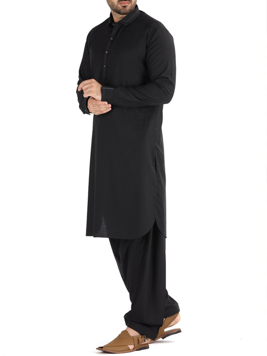 Black Blended Kameez Shalwar - AL-KS-2481