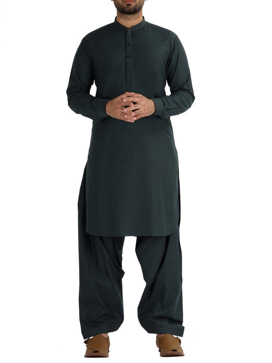 Green Blended Kameez Shalwar - AL-KS-2485-R1