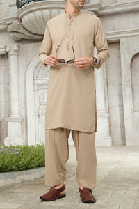 Fawn Blended Kameez Shalwar - AL-KS-2487