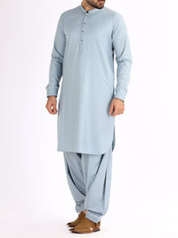 Sky Blue Blended Kameez Shalwar - AL-KS-2489