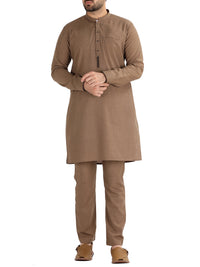 Brown Blended Kurta Pajama - AL-KS-2490