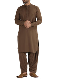 Brown Blended Kameez Shalwar - AL-KS-2491