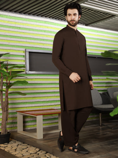 Brown Blended Kameez Shalwar - AL-KS-2494