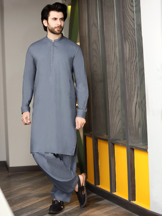 Grey Blended Kameez Shalwar - AL-KS-2512