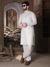 Light Grey Blended Kameez Shalwar - AL-KS-2517