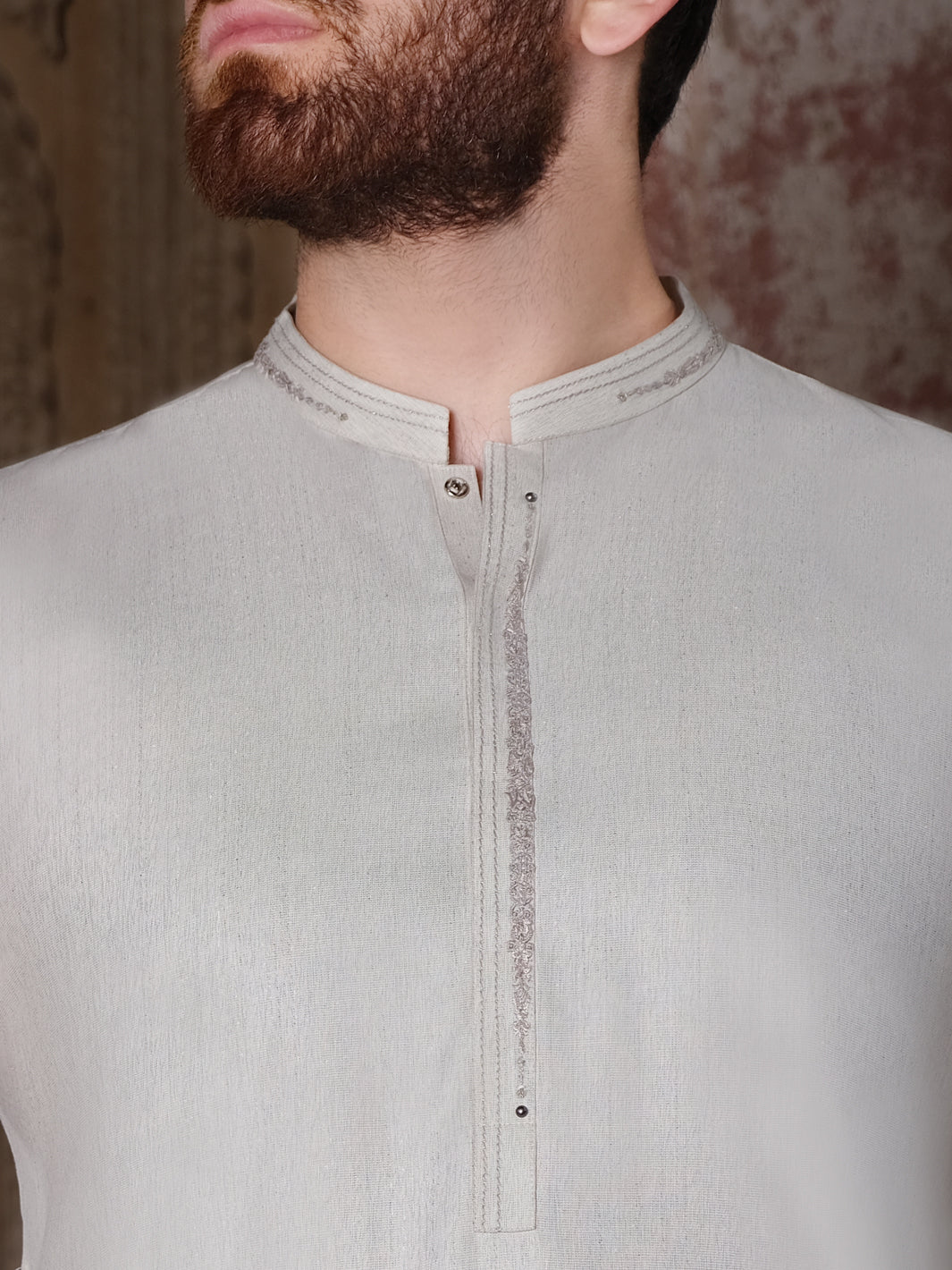 Light Grey Blended Kameez Shalwar - AL-KS-2517