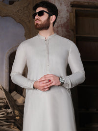 Light Grey Blended Kameez Shalwar - AL-KS-2517