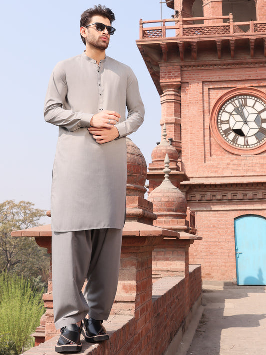 Grey Blended Kameez Shalwar - AL-KS-2525
