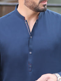 Navy Blue Cotton Kameez Shalwar - AL-KS-2527