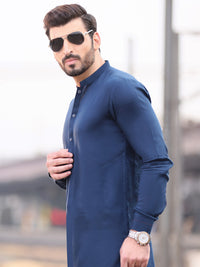 Navy Blue Cotton Kameez Shalwar - AL-KS-2527