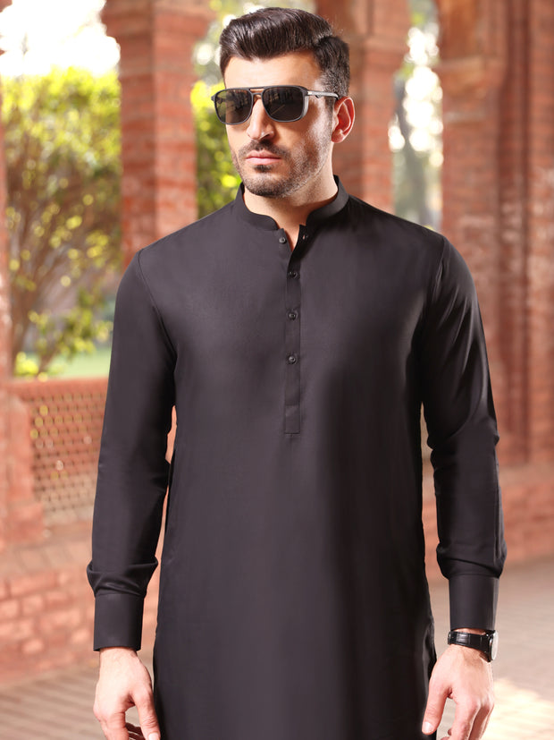 Black Blended Kameez Shalwar - AL-KS-2543