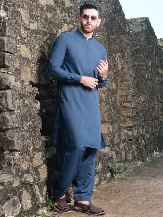 Blue Blended Kameez Shalwar - AL-KS-2544