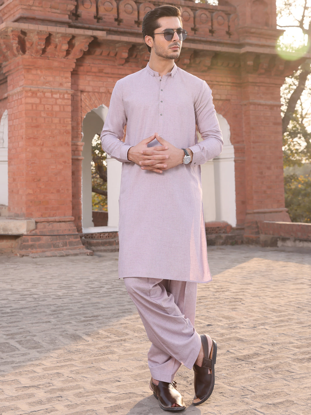 Light Purple Blended Kameez Shalwar - AL-KS-2569