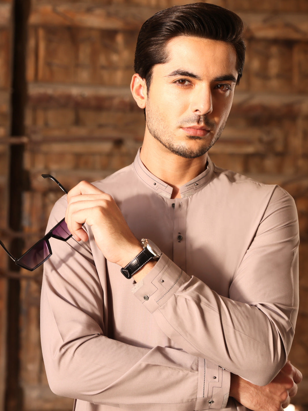 Light Gray Blended Kameez Shalwar - AL-KS-2574