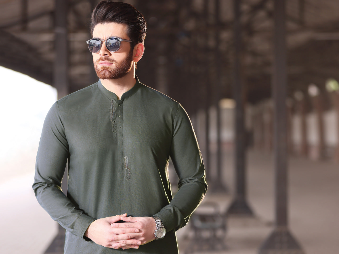 Green Blended Kameez Shalwar - AL-KS-2586