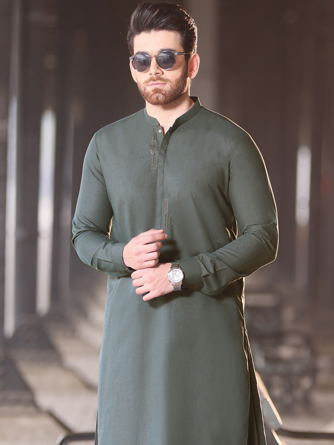 Green Blended Kameez Shalwar - AL-KS-2586