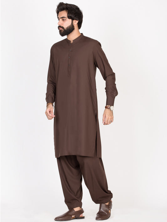 Brown Blended Kameez Shalwar - AL-KS-2588
