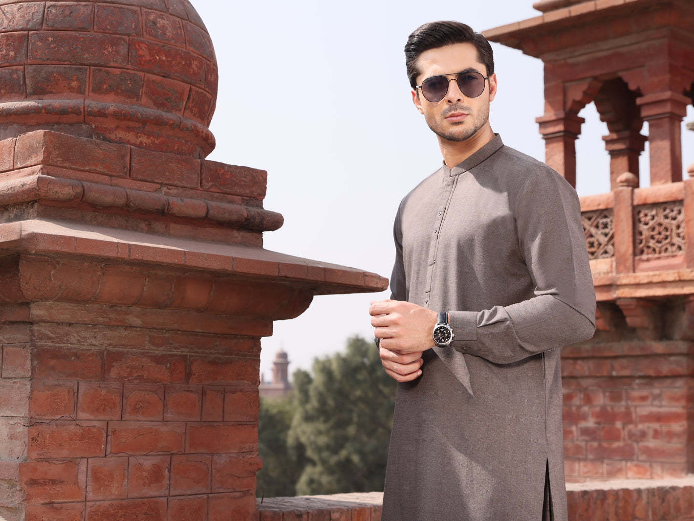 Grey Blended Kameez Shalwar - AL-KS-2589