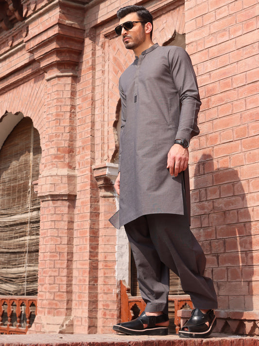 Grey Blended Kameez Shalwar - AL-KS-2594