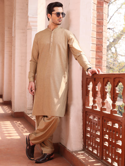 Beige Blended Kameez Shalwar - AL-KS-2595