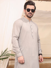 Light Grey Blended Kameez Shalwar - AL-KS-2603