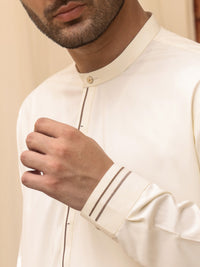 Off White Blended Kameez Shalwar - AL-KS-2611