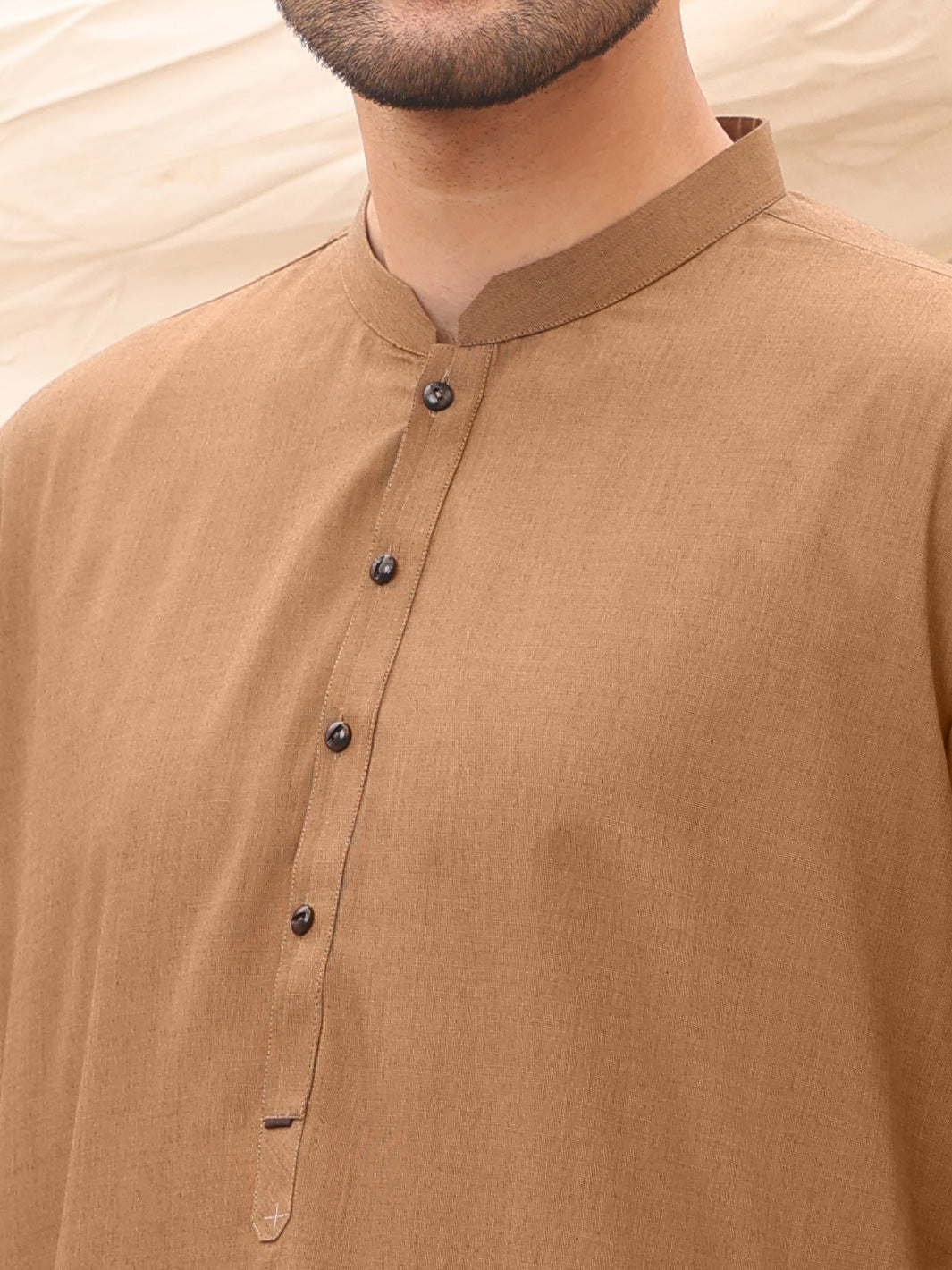 Light Brown Blended Kameez Shalwar - AL-KS-2615