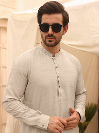 Light Grey Blended Kameez Shalwar - AL-KS-2621