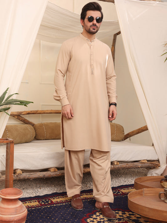 Beige Kurta Shalwar - AL-KS-2618