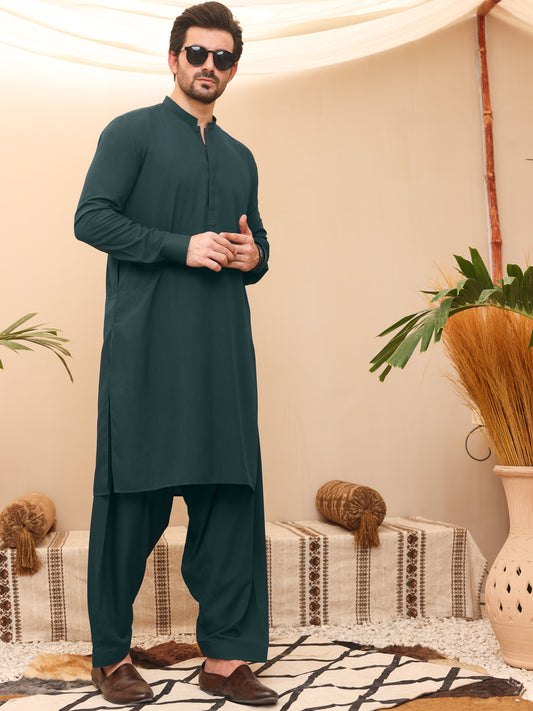 Green Blended Kameez Shalwar - AL-KS-2622