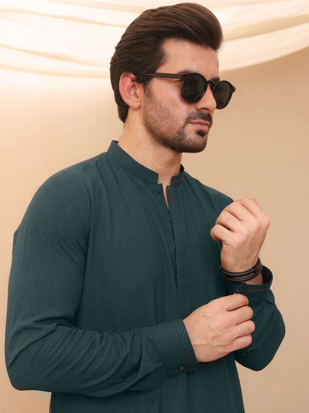 Green Blended Kameez Shalwar - AL-KS-2622