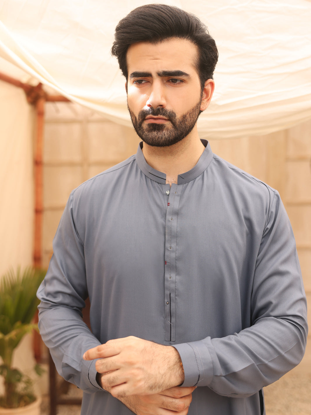 Grey Blended Kameez Shalwar - AL-KS-2631