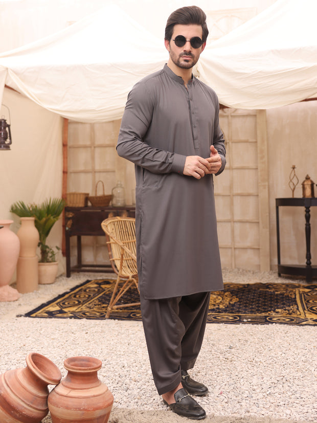 Grey Blended Kameez Shalwar - AL-KS-2633