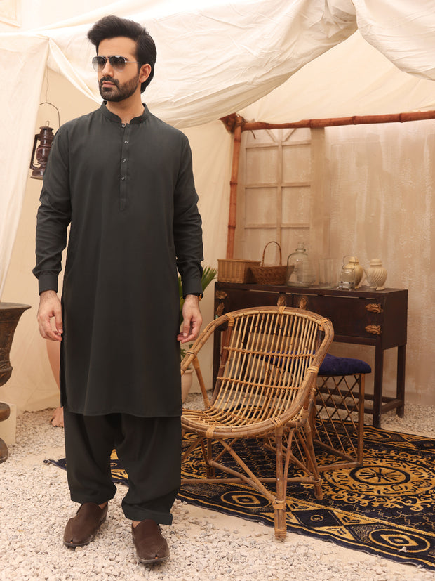 Green Blended Kameez Shalwar - AL-KS-2634