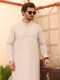 Light Grey Blended Kameez Shalwar - AL-KS-2635