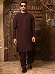 Burgundy Blended Kameez Shalwar - AL-KS-2697