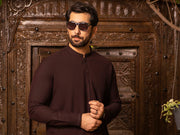 Burgundy Blended Kameez Shalwar - AL-KS-2697