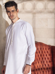 White Blended Kameez Shalwar -AL-KS-2699