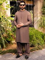 Brown Blended Kameez Shalwar - AL-KS-2700