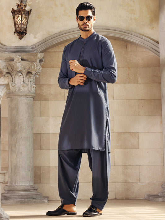 Grey Blended Kameez Shalwar -AL-KS-2738