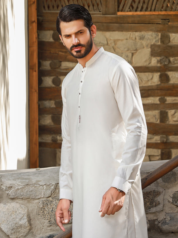 OFF WHITE KAMEEZ SHALWAR - AL-KS-2745