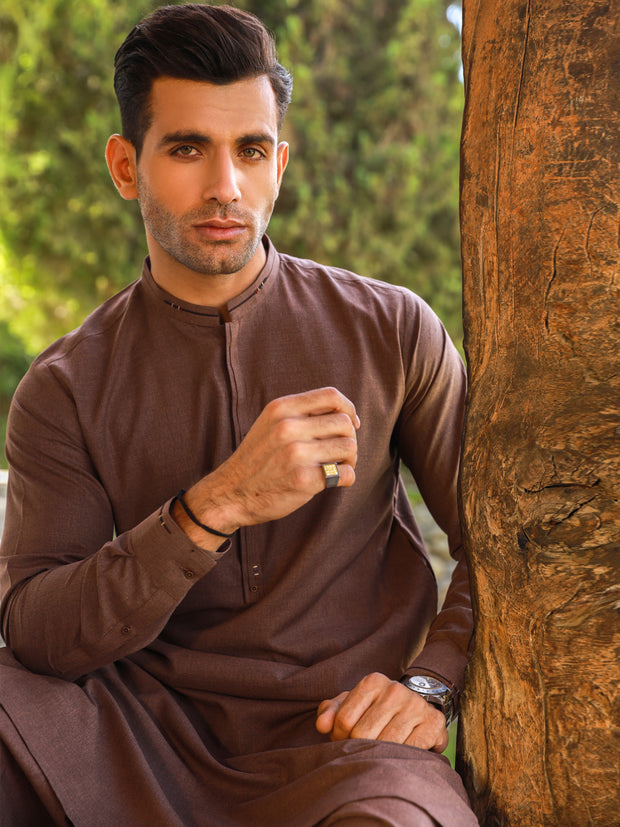 Brown Kameez Shalwar - AL-KS-2750