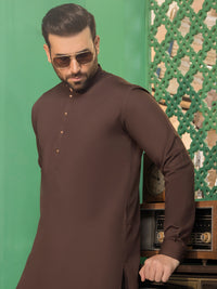 Brown Blended Kameez Shalwar -AL-KS-2755B