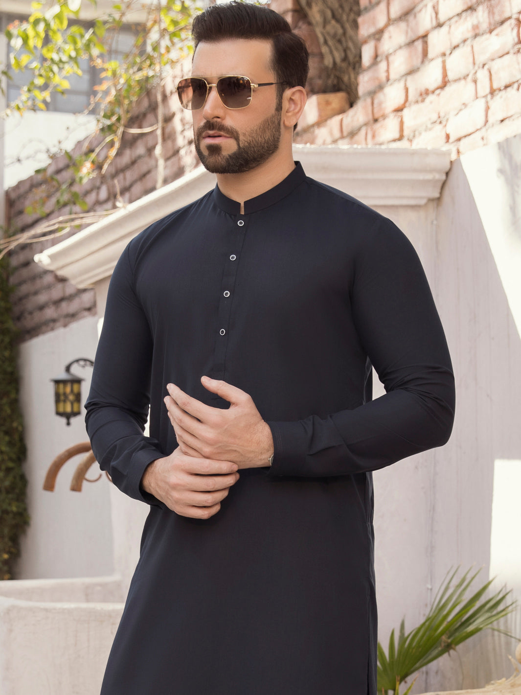 Navy Blue Blended Kameez Shalwar -AL-KS-2755C