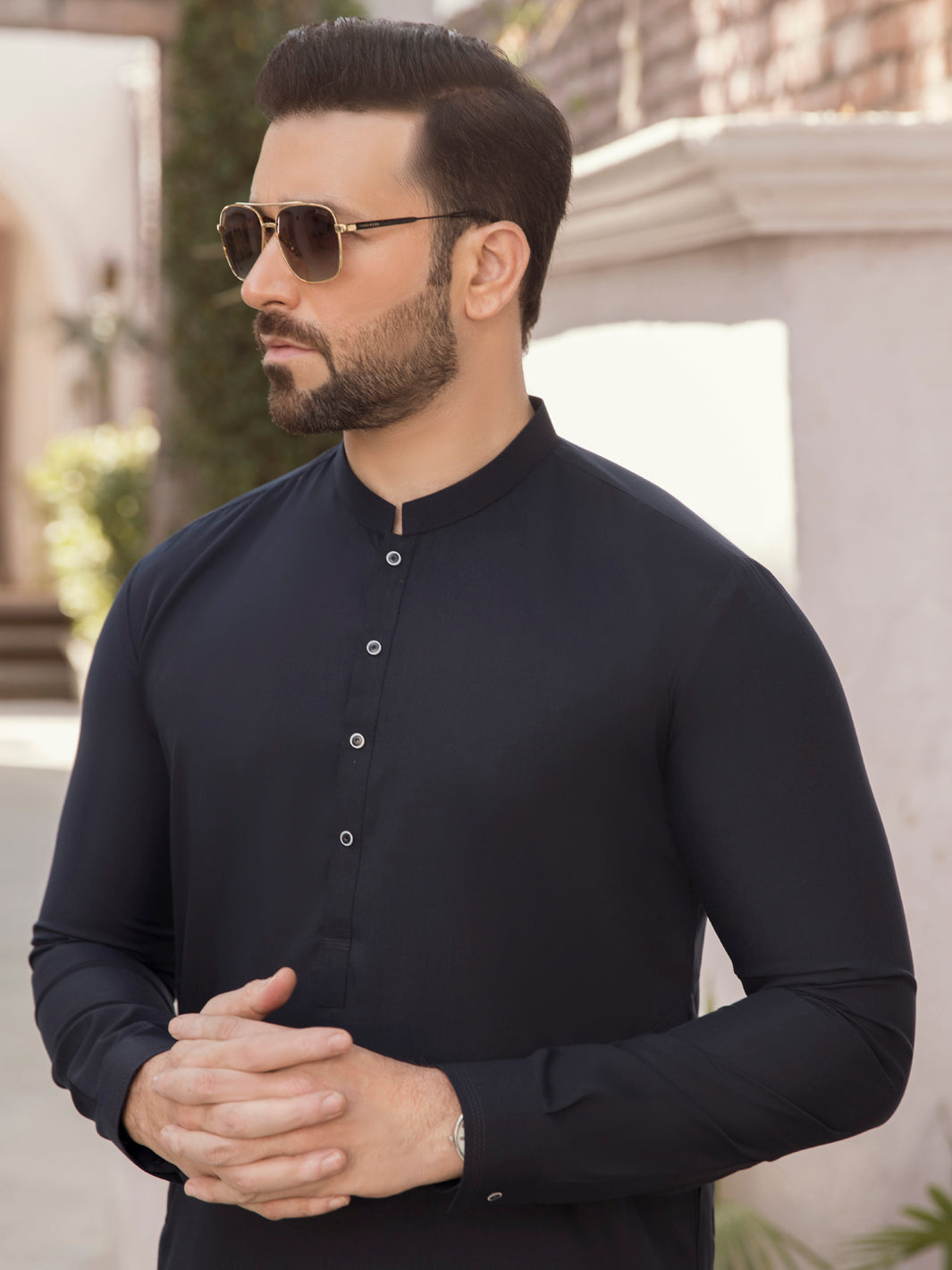 Navy Blue Blended Kameez Shalwar -AL-KS-2755C