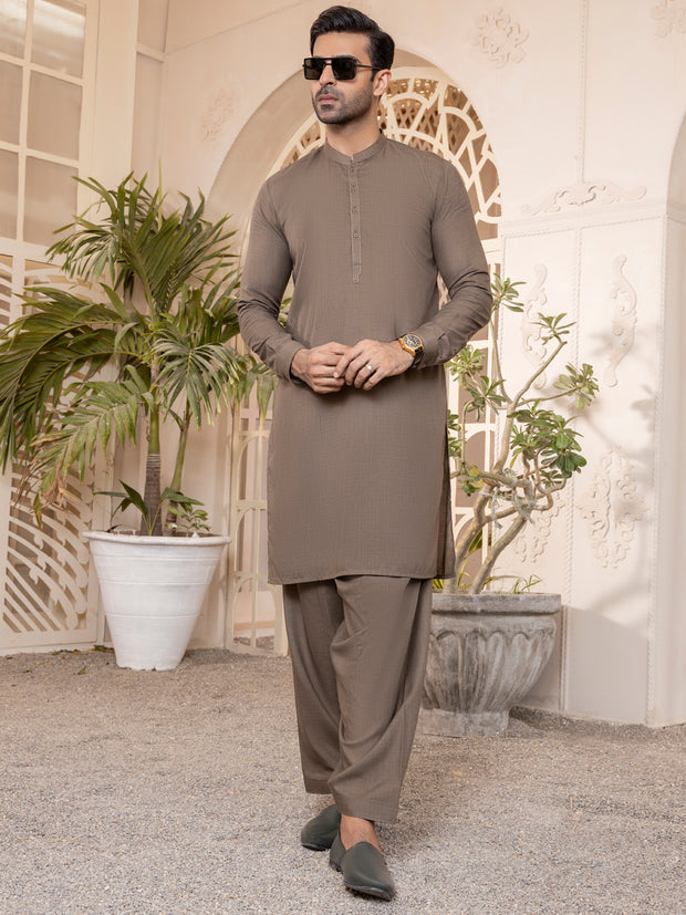 Olive Green Kameez Shalwar - AL-KS-2761