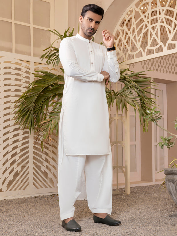 White Kameez Shalwar - AL-KS-2775