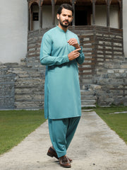 Sea Blue Kameez Shalwar - AL-KS-2776