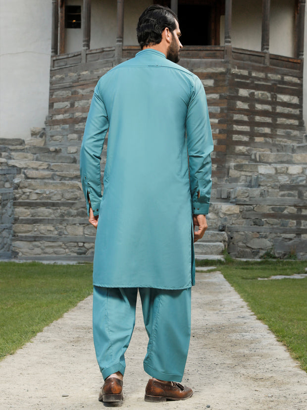 Sea Blue Kameez Shalwar - AL-KS-2776